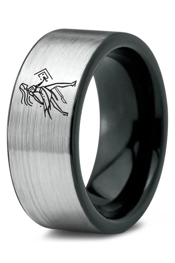 Tungsten Birthday Gift Gray Promise Ring Men Gamer Couples Rings Engagement Gifts for Friends Dome