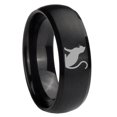 thumbnail image 1 of Tungsten Black Cat 8mm Brushed Black Dome Polished Men Ring, 1 of 1