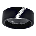 thumbnail image 1 of Tungsten Black Diagonal Line Of CZ Brushed Flat Mens Comfort-fit 8mm Size 8.5 Wedding Anniversary Ba Ring for Men, 1 of 2