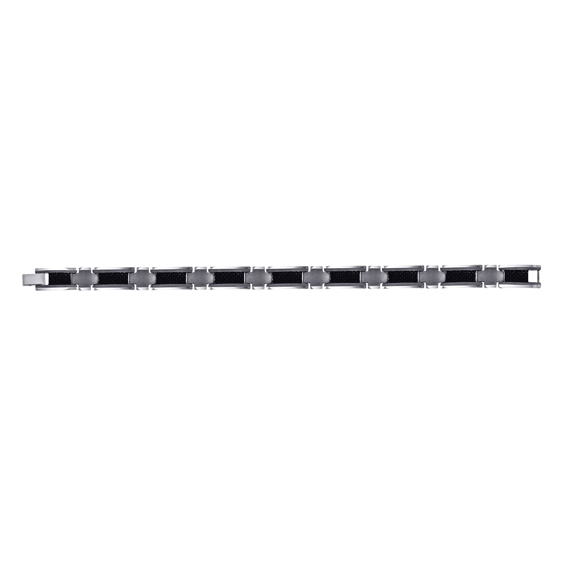 Tungsten Black Mens Carbon Fiber Polished Link Bracelet 12mm 8.5 Inch Link Bracelet for Men