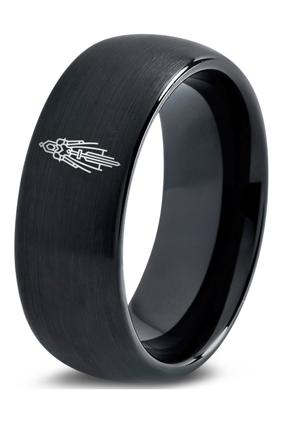 Tungsten Black Mens Rings Gamer Engraved Ring Husband Gift Medical Id Jewelry Mom Men Gay