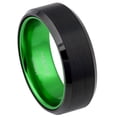 thumbnail image 1 of Tungsten Black Plated Green Anodized Aluminum Sleeve Ring Size 9, 1 of 3