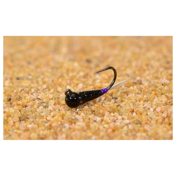 Tungsten Black/Purple Perdigon Jig Head Fly - Euro Nymph Tied on Hanak Hook - 6ct Packs Hook #12
