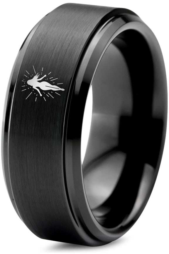 Tungsten Graduation Gamer Black Wedding Ring Custom Jewelry Teen Girl Gift Eco Friendly