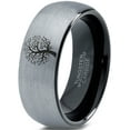 thumbnail image 1 of Tungsten Blossom Nature Tree Band Ring 8mm Men Women Comfort Fit Black Dome Brushed Gray Polished, 1 of 4