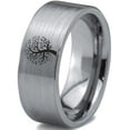 thumbnail image 1 of Tungsten Blossom Nature Tree Band Ring 8mm Men Women Comfort Fit Gray Flat Cut Brushed Polished, 1 of 4