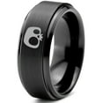 thumbnail image 1 of Tungsten Bony Skull Skeleton Head Band Ring 8mm Men Women Comfort Fit Black Step Bevel Edge Brushed Polished, 1 of 4
