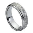 thumbnail image 1 of Tungsten Brushed Celtic Pattern Center 7MM Stepped Edge Ring Size 12, 1 of 3