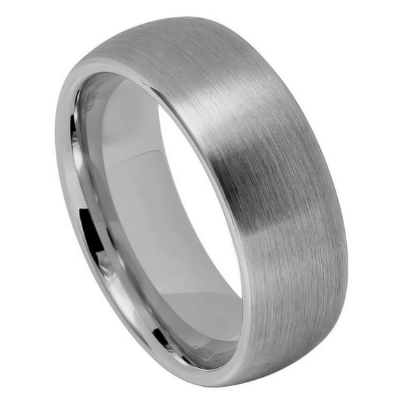 Tungsten Brushed Domed 8MM Classic Style Band Ring Size 6