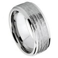 thumbnail image 1 of Tungsten Brushed Hammered Center Stepped Down Edge Ring Size 10.5, 1 of 3