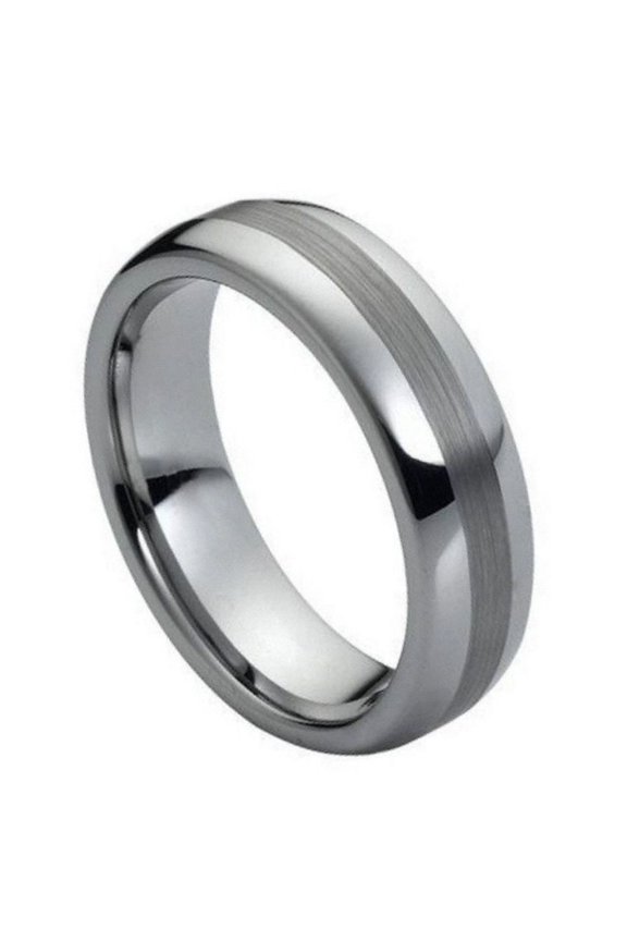 Tungsten Brushed Matte Center High Polish Sides Band Ring Size 10
