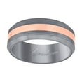 thumbnail image 1 of Tungsten Brushed Rose-tone Center Beveled Edges Mens Comfort-fit 8mm Size 11 Wedding Anniversary Ban Ring for Men, 1 of 2