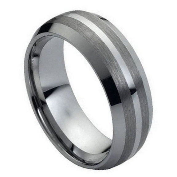 Tungsten Brushed Sides with Polished Shiny Center Band Ring Size 12