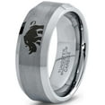 thumbnail image 1 of Tungsten Bulky Rhino Rhinoceros Band Ring 8mm Men Women Comfort Fit Gray Step Bevel Edge Brushed Polished, 1 of 4