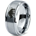 thumbnail image 1 of Tungsten Bulky Rhino Rhinoceros Band Ring 8mm Men Women Comfort Fit Gray Step Bevel Edge Brushed Polished, 1 of 4