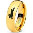 thumbnail image 1 of Tungsten Bunny Rabbit Running Hare Band Ring 7mm Men Women Comfort Fit 18k Yellow Gold Dome Polished, 1 of 4