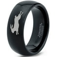 thumbnail image 1 of Tungsten Bunny Rabbit Running Hare Band Ring 8mm Men Women Comfort Fit Black Dome Polished, 1 of 4