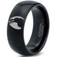 thumbnail image 1 of Tungsten Bunny Rabbit Sitting Hare Egg Band Ring 8mm Men Women Comfort Fit Black Dome Polished, 1 of 4