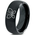thumbnail image 1 of Tungsten Butterfly Flying Insect Flower Band Ring 8mm Men Women Comfort Fit Black Dome Brushed Polished, 1 of 4