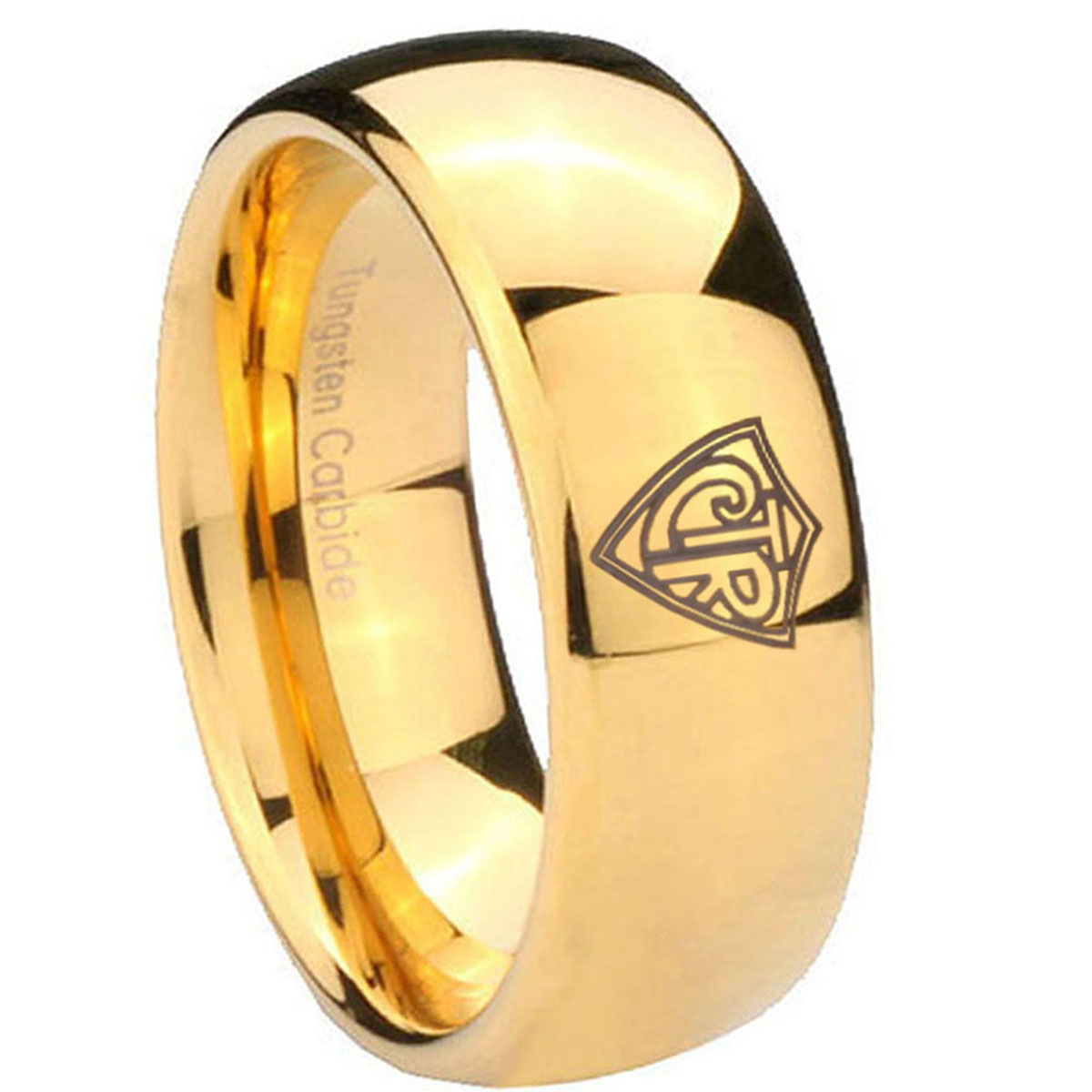 Tungsten CTR Pattern 8mm Gold Plated Dome Polished Men's Ring - Walmart.com