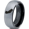 thumbnail image 1 of Tungsten California The Golden State Band Ring 8mm Men Women Comfort Fit Black Dome Brushed Gray Polished, 1 of 4