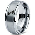 thumbnail image 1 of Tungsten California The Golden State Palm Trees Band Ring 8mm Men Women Comfort Fit Gray Step Bevel Edge Brushed Polished, 1 of 4