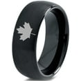thumbnail image 1 of Tungsten Canadian Maple Leaf Band Ring 8mm Men Women Comfort Fit Black Dome Brushed Polished, 1 of 4