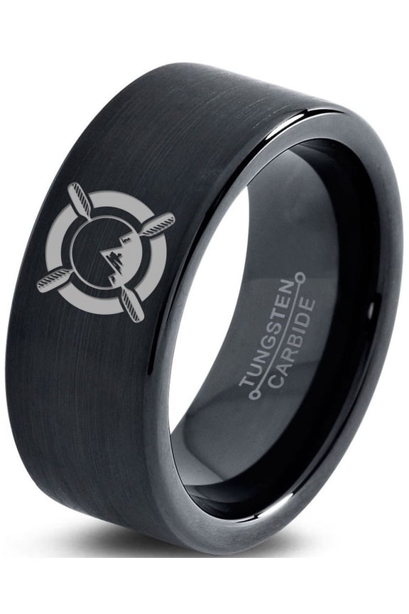 Tungsten Canoe Paddle Kayak Small Craft Boat Band Ring 9mm Men Women Comfort Fit Black Flat Cut Brushed Polished