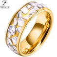 thumbnail image 1 of Tioneer Tungsten Carbide 8mm Wedding Band in Black or Gold w/ White Turquoise Ceramic Fragments w/ Free Engraving Options, 1 of 4