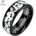 thumbnail image 1 of Tioneer Tungsten Carbide 8mm Wedding Band in Black or Gold w/ White Turquoise Ceramic Fragments w/ Free Engraving Options, 1 of 5