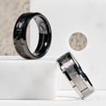 thumbnail image 1 of Tungsten Carbide Adult Men's Women's 8mm Polished with Brick Pattern Notched Edges Wedding Band, Comfort Fit Ring Size 8, 1 of 5