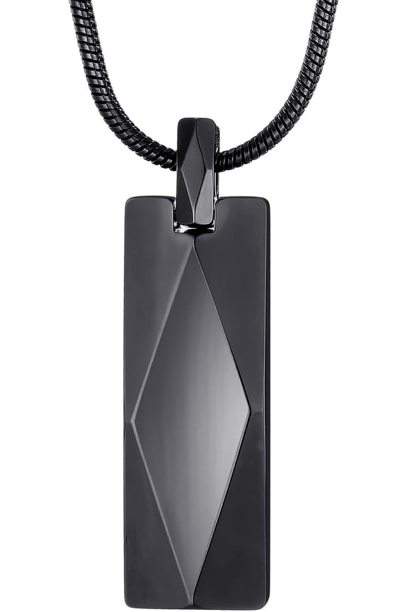 Tungsten Carbide Bar Pendant Necklace for Men Women Stainless Steel Snake Chain