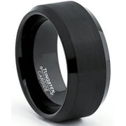 METAL MASTERS Tungsten Carbide Black Men's Wide Tungsten Carbide Band Ring 10MM,comfort fit Size 8