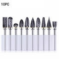 Tungsten Carbide Burr Set 1/8"Shank 10Pcs Die Grinder Rotary Tool Rasp
