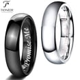 thumbnail image 1 of Tioneer Tungsten Carbide Silver Wedding Band Blue or Red CZ Eternity Style Unisex Step Edge 8mm Ring, 1 of 4