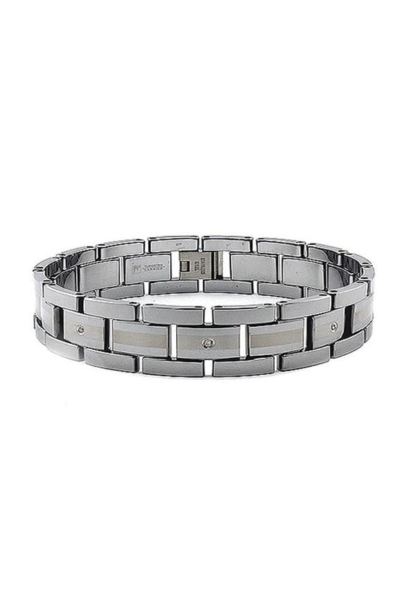 Tungsten Carbide Diamond Mens Link Bracelet