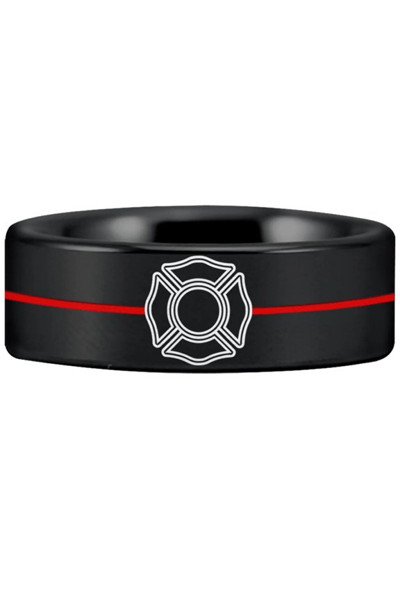 Tungsten Carbide Firefighter Red Line Ring
