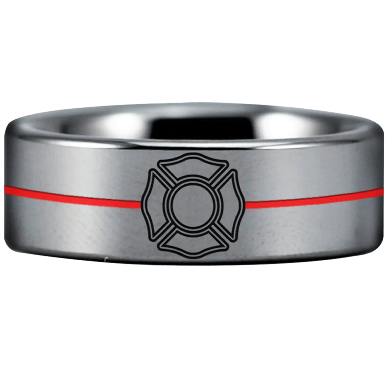 Tungsten Carbide Firefighter Red Line Ring - Walmart Business Supplies