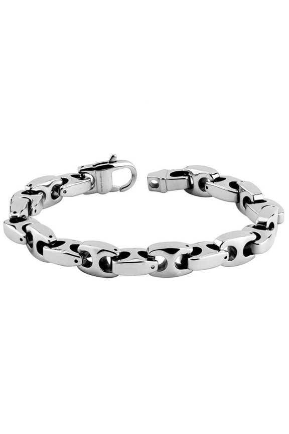 Tungsten Carbide Mariner Chain Link Bracelet 8-Inch Pirate Biker Cuff