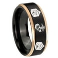 thumbnail image 1 of Tungsten Carbide Marines Sergeant 8mm Black And Rose Gold Step Edges Men Ring, 1 of 1