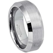 JEWELRY AVALANCHE Tungsten Carbide Mens Wedding Band, Comfort Fit Beveled Edge Brushed Anniversary Ring