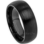 JEWELRY AVALANCHE Tungsten Carbide Mens Wedding Band - Comfort Fit Brushed Black IP Classic Dome Tungsten Anniversary Ring -#231WFs10
