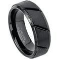 thumbnail image 1 of Jewelry Avalanche Mens Black Tungsten Wedding Band, Diagonal Groove Accent, Comfort Fit, Anniversary Ring for Him 8mm, 1 of 5