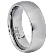 JEWELRY AVALANCHE Tungsten Carbide Mens Wedding Band - Comfort Fit Polished Finish Classic Dome Tungsten Anniversary Ring -#013BWFs10