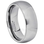 JEWELRY AVALANCHE Tungsten Carbide Mens Wedding Band, Comfort Fit Polished Classic Dome Anniversary Ring 8mm