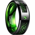 thumbnail image 1 of Tungsten Carbide Ring with Black Dragon Pattern for Unisex, 1 of 2