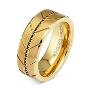 100S JEWELRY Tungsten Carbide Rings for Men Gold Wedding Bands Milgrain Style Beveled Edge Size 6-16 (Tungsten, 13.5)
