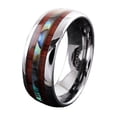 thumbnail image 1 of Tungsten Carbide Rings for Men Wedding Bands for Him 6mm Hawaiian Koa Wood and Abalone, 1 of 5