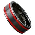 thumbnail image 1 of Tungsten Carbide Rings for Men Wedding Bands for Him 8mm Double Red Racing Stripes, 1 of 10