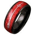 thumbnail image 1 of Tungsten Carbide Rings for Men Wedding Bands for Him 8mm Faux Red Meteorite Silver Arrow, 1 of 5